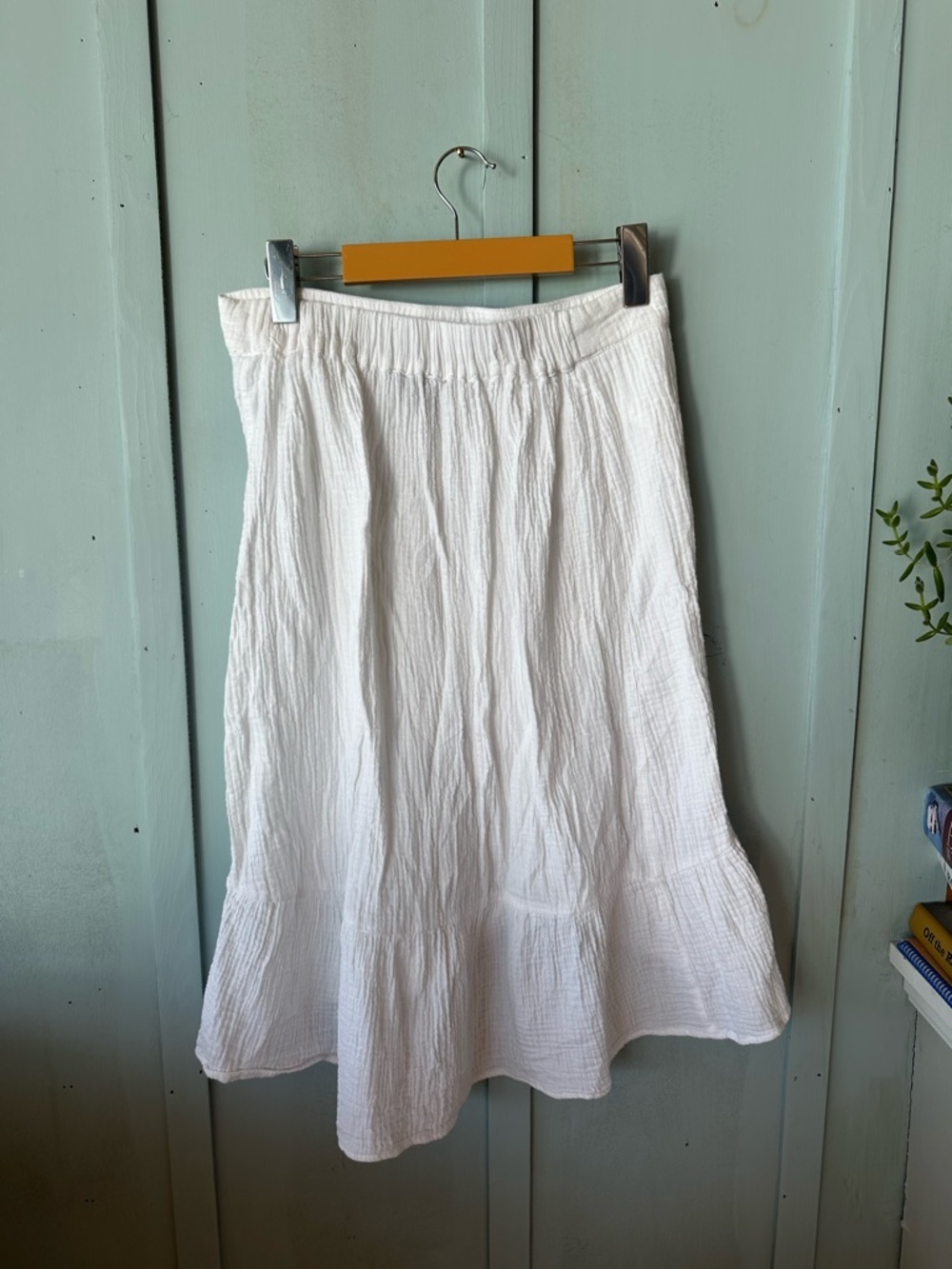 Saks Fifth Avenue White Textured High-Low Ruffle Wrap Skirt - Picture 4 of 7
